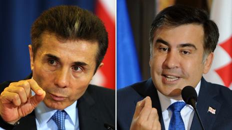 Georgia rivals PM Bidzina Ivanishvili (left) and President Mikheil Saakashvili