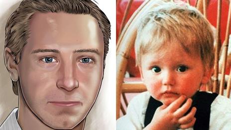 A poster of Ben Needham and a picture of him as a toddler