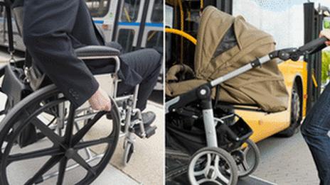 Main in wheelchair and pushchair