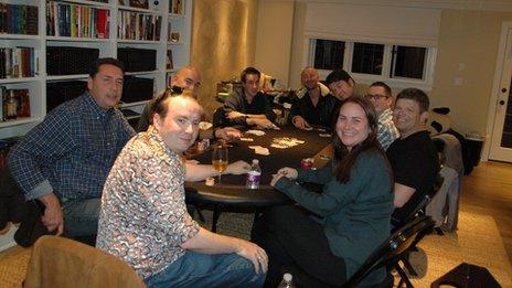 Vanessa Fox playing poker with male friends