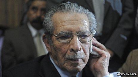 Gen Efrain Rios Montt in court in Guatemala City on 10 May, 2013