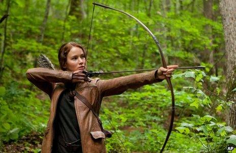 Jennifer Lawrence in the Hunger Games
