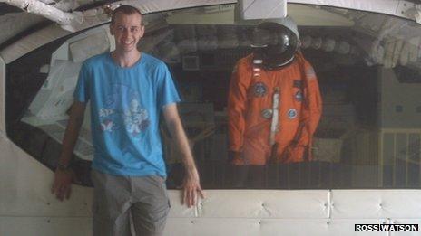 Ross visiting the space shuttle in Orlando on holiday