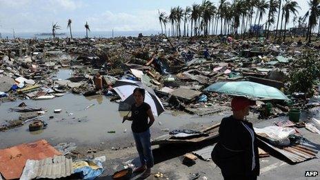 Flattened houses in coastal area of Tacloban - 10 November