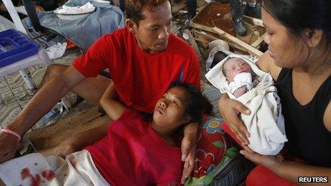 A mother recuperates after giving birth