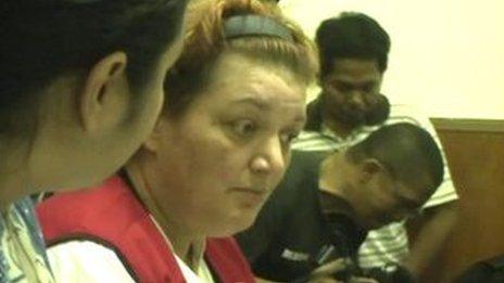 Andrea Waldeck in court in Surabaya
