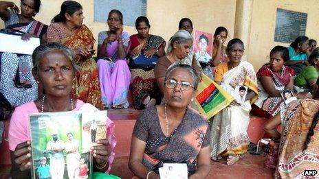 Sri Lanka"s minority ethnic Tamils stage a demonstration in the northern town of Vavuniya