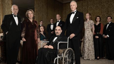 David Suchet with the cast of Curtain: Poirot's Last Case