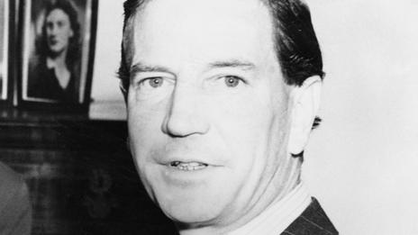 Kim Philby at a press conference in 1955 when he denied being a spy