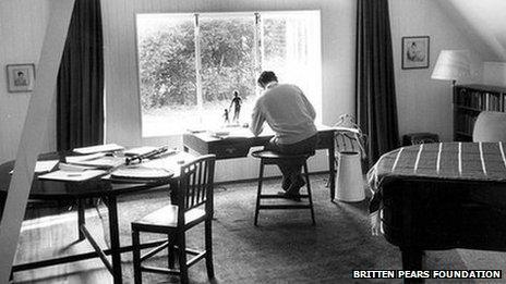 Britten in his studio