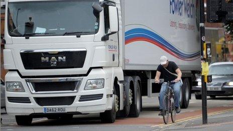 Lorry and cyclist