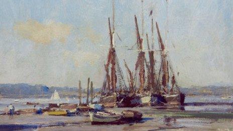 Boats On The Hard, Pin Mill by Edward Seago