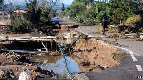 Damaged road in Olbia, Sardinia