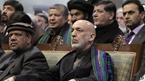 Afghan President Hamid Karzai attends final day of Loya Jirga in Kabul