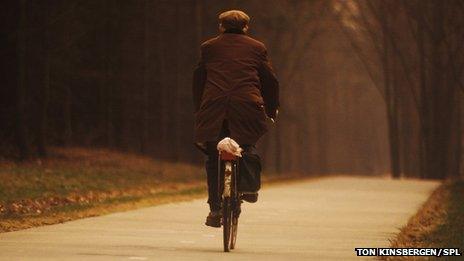 Elderly gentleman cycling