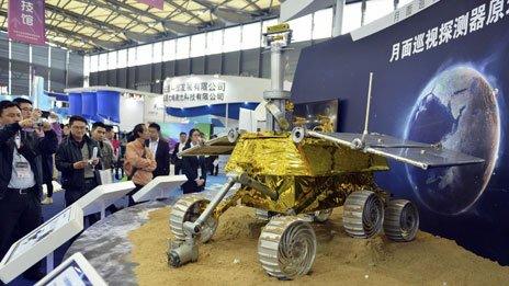 China's first moon probe on display in Shanghai, November 2013