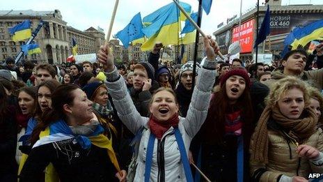 Pro-EU protesters in Kiev. Photo: 26 November 2013