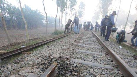 Damaged railway line in the Bangladeshi district of Bogra