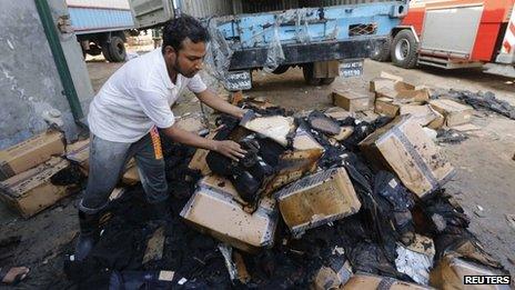 Clothes damaged in the Gazipur blaze