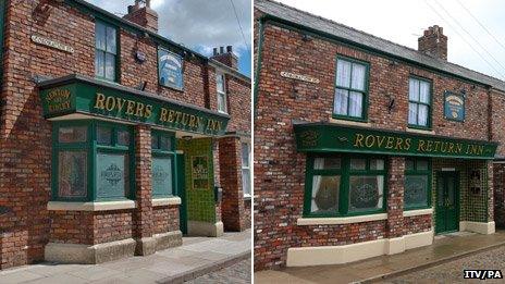 Rovers Return before (left) and after