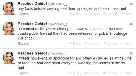 Peaches Geldof tweets