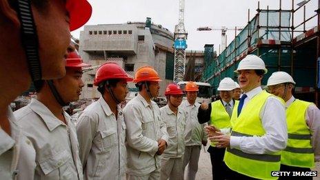 George Osborne with Chinese nuclear workers in Taishan