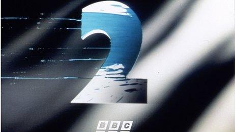 The BBC Two ident which showed a metallic figure 2 splashed with paint