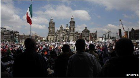 Protest at Mexico City's Zocalo square