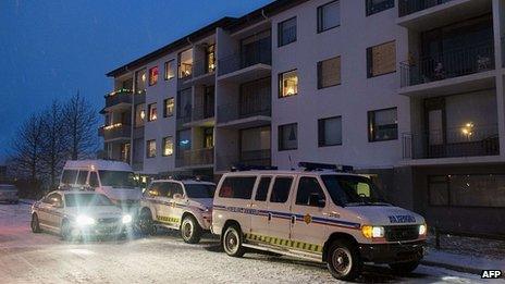 Police outside the flats in Reykjavik. 2 Dec 2013