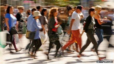 People walking at a shopping street in Australia