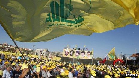 Supporters of Hezbollah at a rally to commemorate the 2006 war with Israel (16 August 2013)