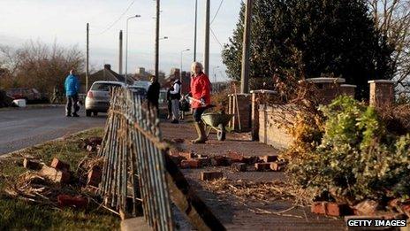 Residents clean up after flooding in South Ferriby, north Lincolnshire