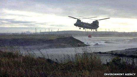 Chinook helicopter at Seal Sands on Teesside