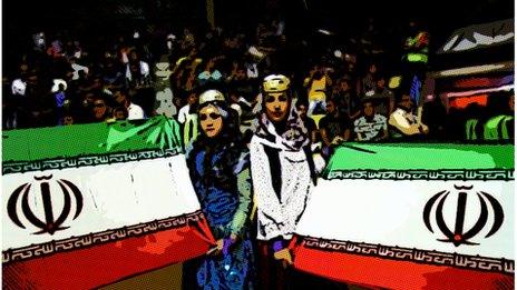Iranians with flags