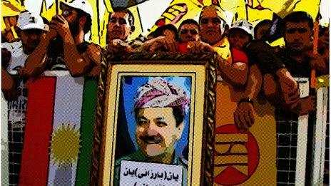 Supporters of Iraqi Kurdish President Massoud Barzani