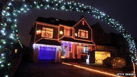 house lit up