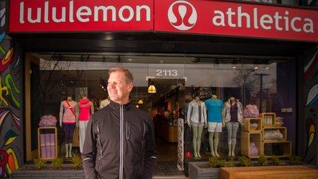 chip wilson in front of lululemon store