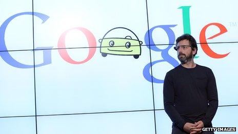 Google logo and man