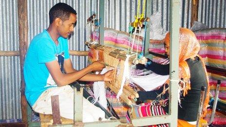Ethiopian weavers at a special workshop set up by the the Entrepreneurship Development Centre