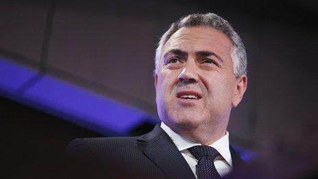 Treasurer Joe Hockey delivers his mid-year budget at National Press Club in Canberra, Australia.