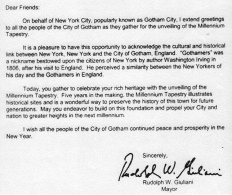 Letter from Mayor of New York, dated 2 January 2000