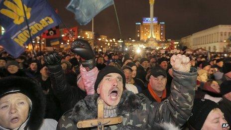 Pro-EU activists in Independence Square, Kiev. 17 Dec 2013