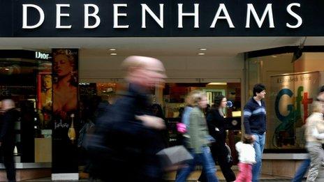 A picture of Debenhams with shoppers outside