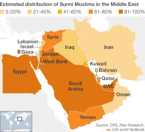 Map Of Sunni And Shia In Middle East - Colly Diahann