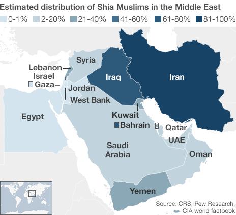 Muslim Shia population density in the Middle East