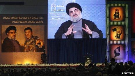 Hassan Nasrallah in a televised tribute to Hassan Lakkis (20 December 2013)