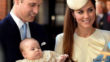 The Duke and Duchess of Cambridge at Prince George's Christening