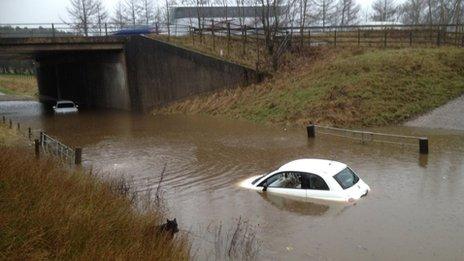 Flooding at Lesmahagow in South Lanarkshire