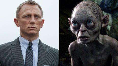 Daniel Craig in Skyfall and Gollum in The Hobbit: An Unexpected Journey