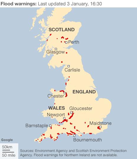 Scottish Environment Agency Flood Map Flooding Continues To Threaten Uk - Bbc News